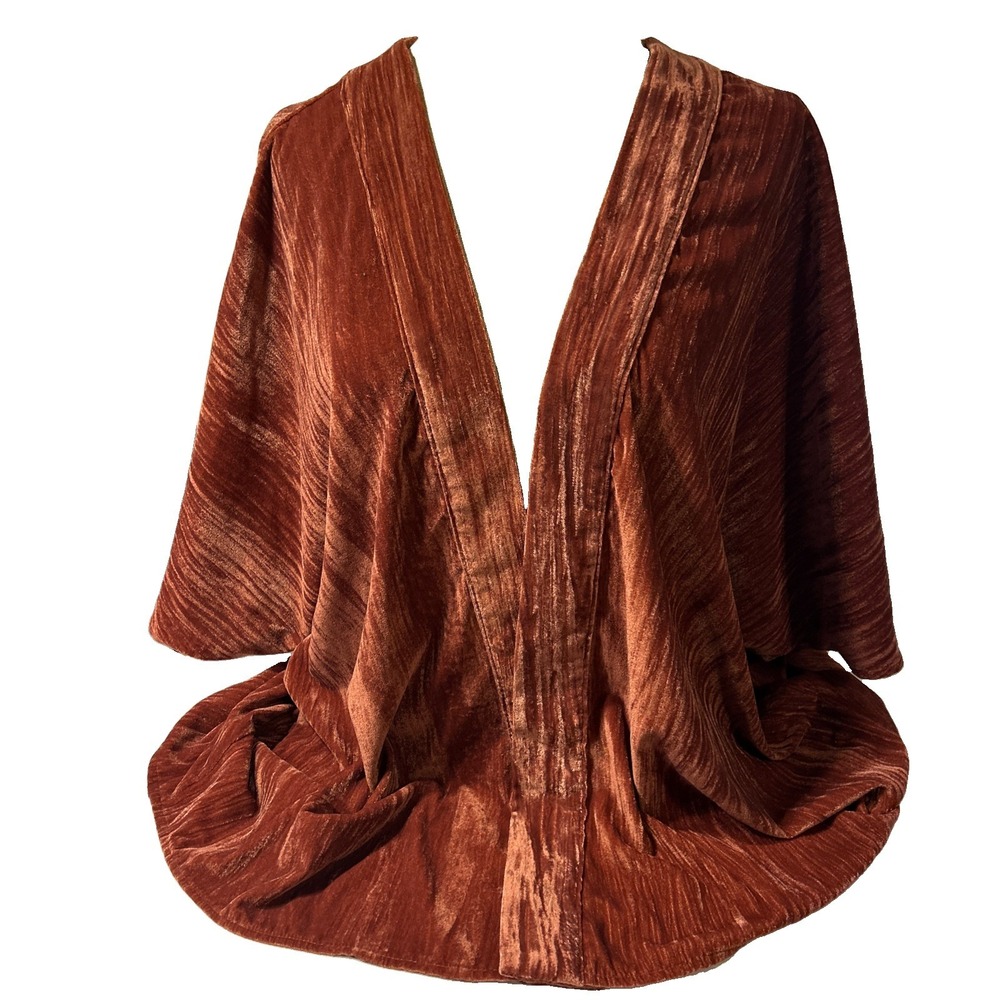 A New Day Crushed Velvet Shug Open Jacket Dusty Rose Cropped One Size